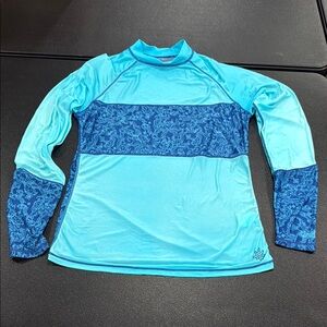 Women's Blue Rash Guard M Swim Top